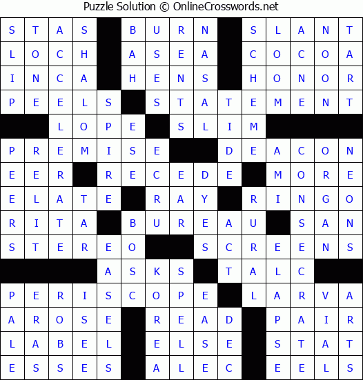 Solution for Crossword Puzzle #84258