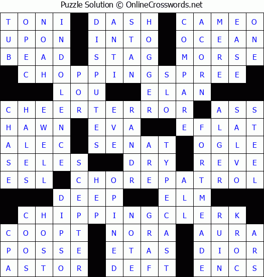 Solution for Crossword Puzzle #8429