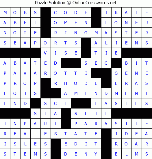 Solution for Crossword Puzzle #84290