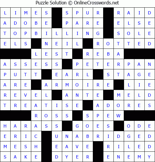 Solution for Crossword Puzzle 84338