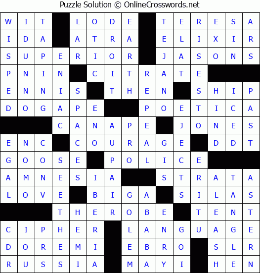 Solution for Crossword Puzzle #8436