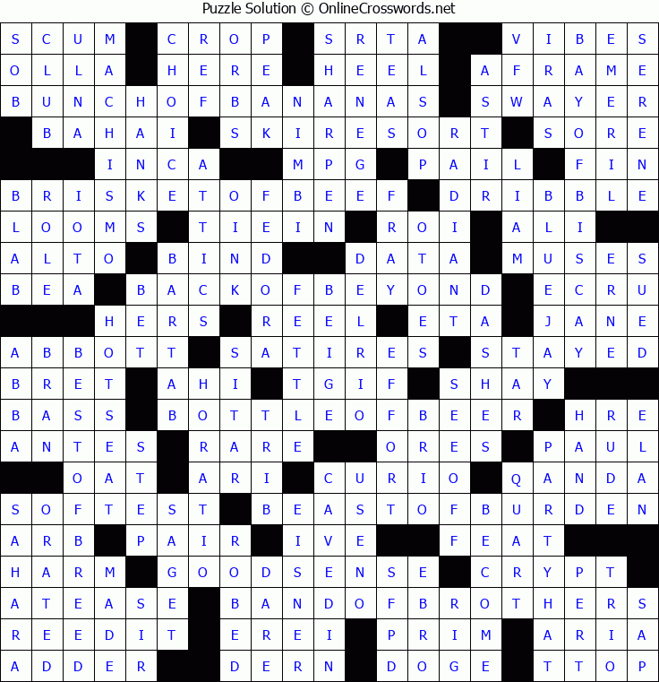 Solution for Crossword Puzzle #8438