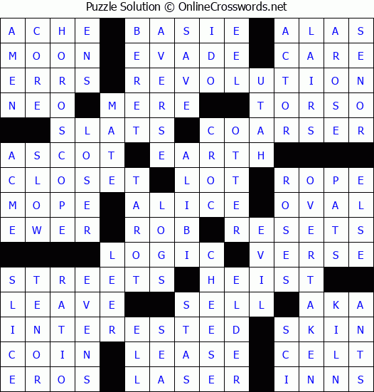 Solution for Crossword Puzzle #84394