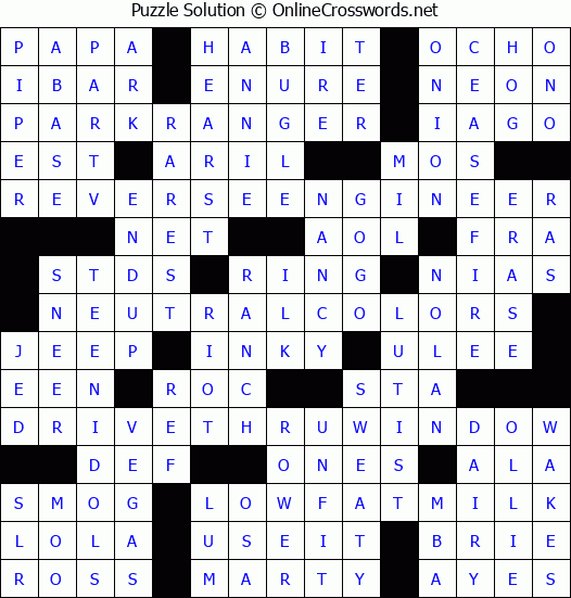 Solution for Crossword Puzzle #8440