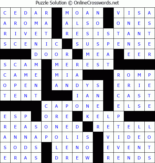 Solution for Crossword Puzzle #84403