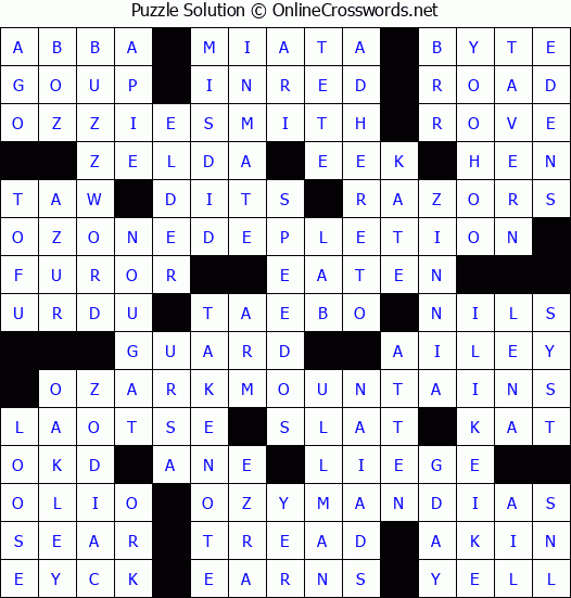 Solution for Crossword Puzzle #8441