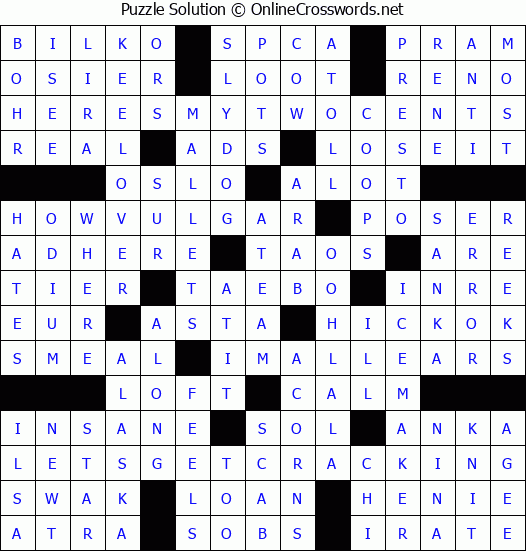 Solution for Crossword Puzzle #8442