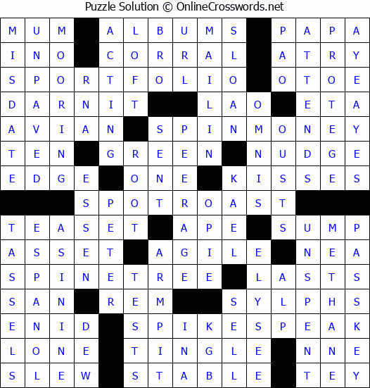 Solution for Crossword Puzzle #8443