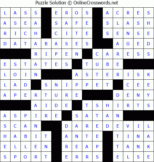 Solution for Crossword Puzzle #84466