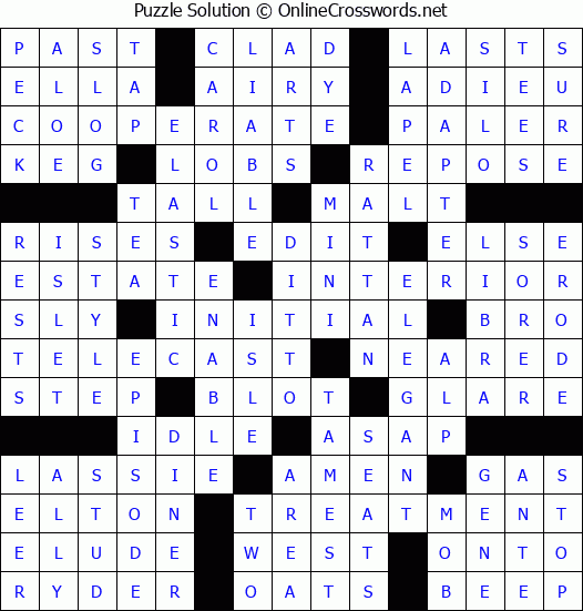 Solution for Crossword Puzzle #84485