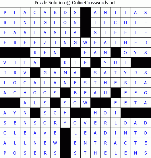 Solution for Crossword Puzzle #8450