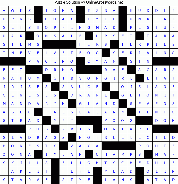 Solution for Crossword Puzzle #8452