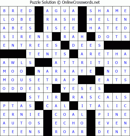 Solution for Crossword Puzzle #84588