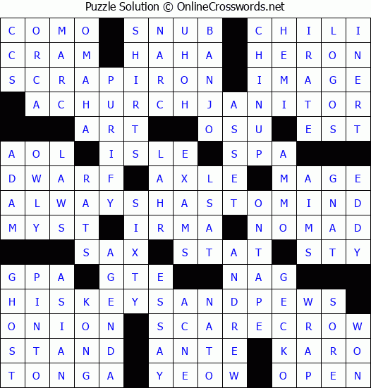 Solution for Crossword Puzzle #8471