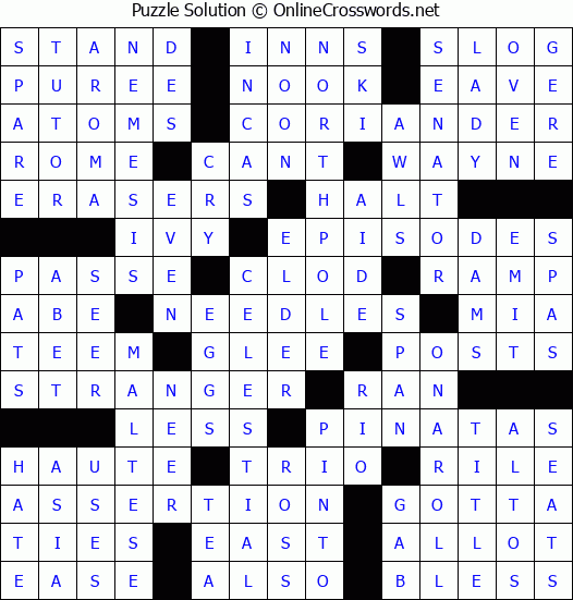 Solution for Crossword Puzzle #84727
