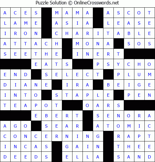 Solution for Crossword Puzzle #84804