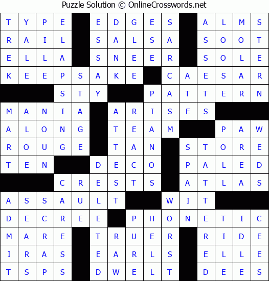Solution for Crossword Puzzle #84807