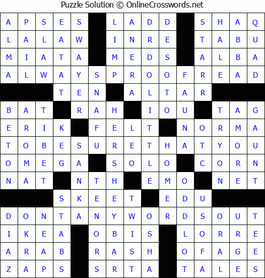 Solution for Crossword Puzzle #8492
