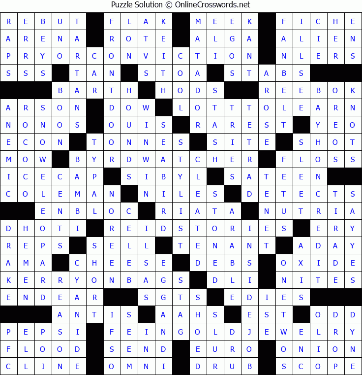 Solution for Crossword Puzzle #8494