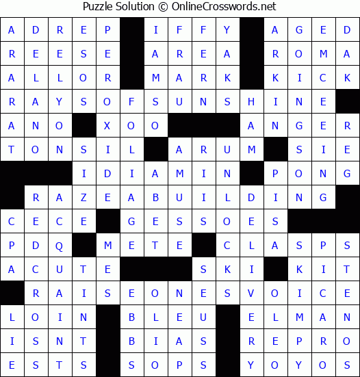 Solution for Crossword Puzzle #8496