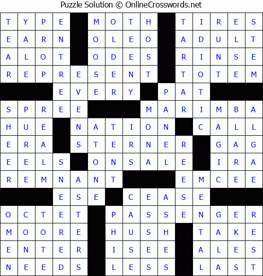 Solution for Crossword Puzzle #84962