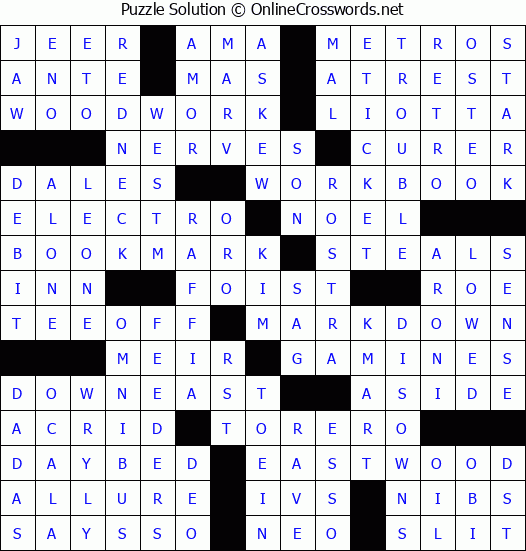 Solution for Crossword Puzzle #8497