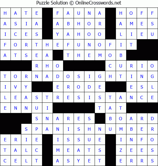 Solution for Crossword Puzzle #8498