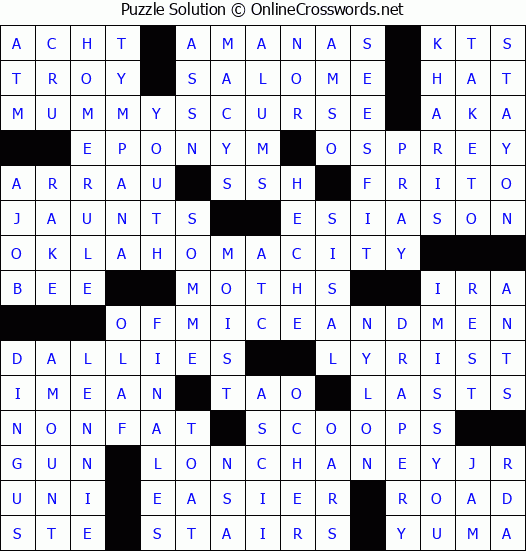 Solution for Crossword Puzzle #8499
