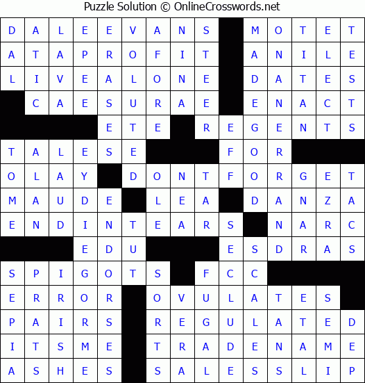 Solution for Crossword Puzzle #8500