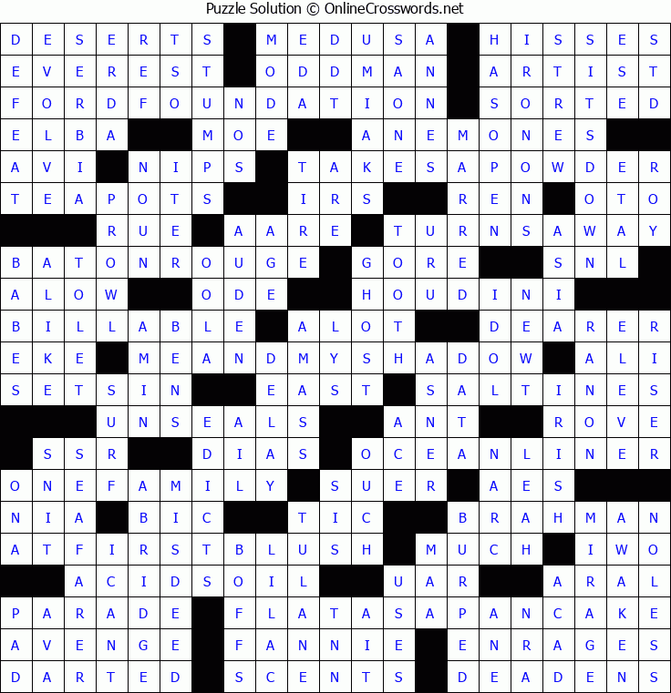 Solution for Crossword Puzzle #8501