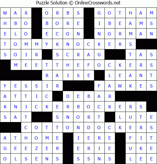 Solution for Crossword Puzzle #8502