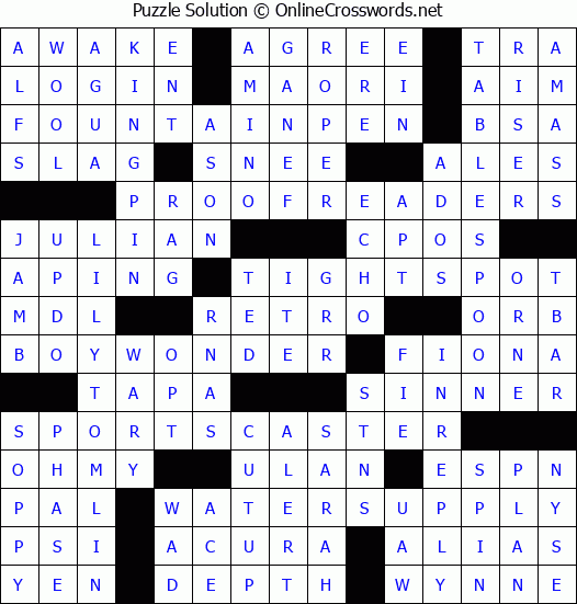 Solution for Crossword Puzzle #8504