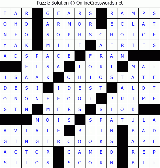 Solution for Crossword Puzzle #8505