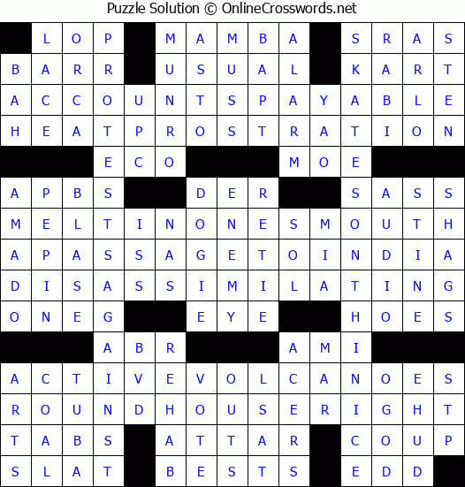 Solution for Crossword Puzzle #8507