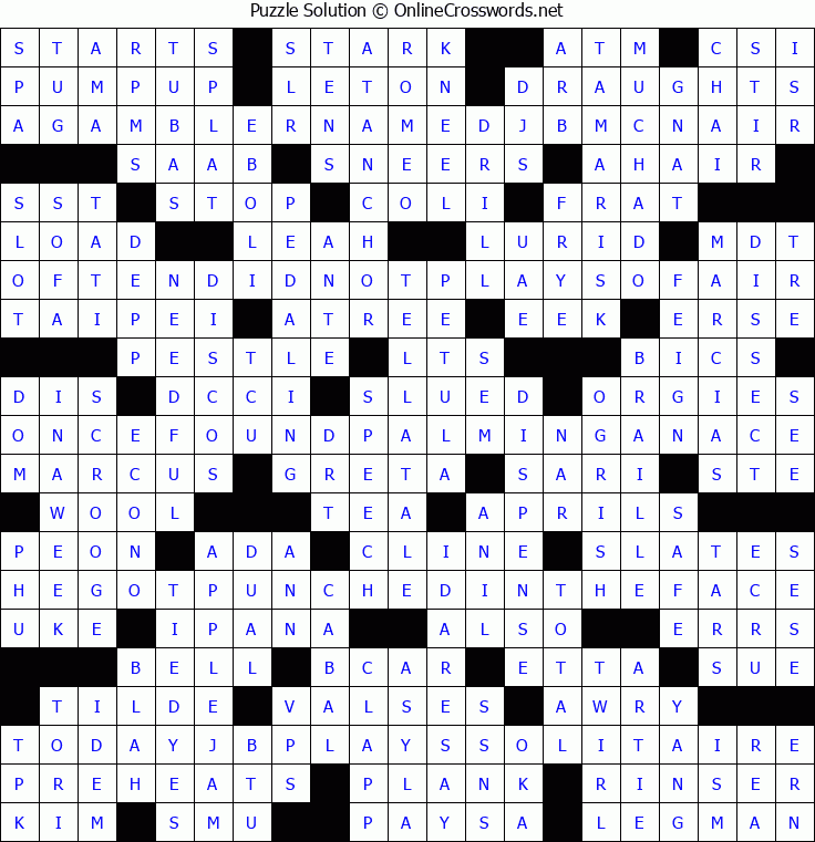 Solution for Crossword Puzzle #8508