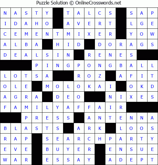 Solution for Crossword Puzzle #8513