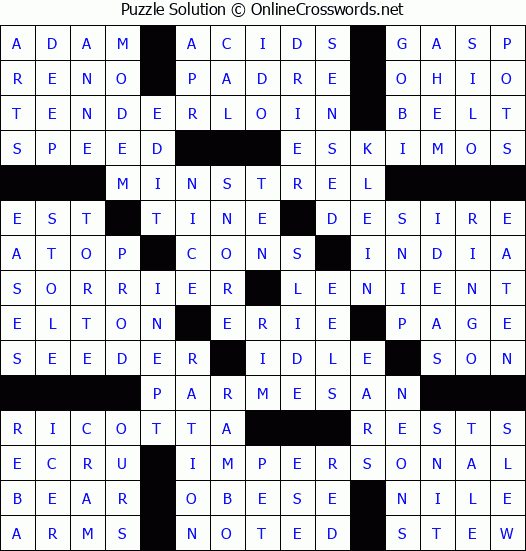 Solution for Crossword Puzzle #85137