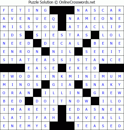 Solution for Crossword Puzzle #8514