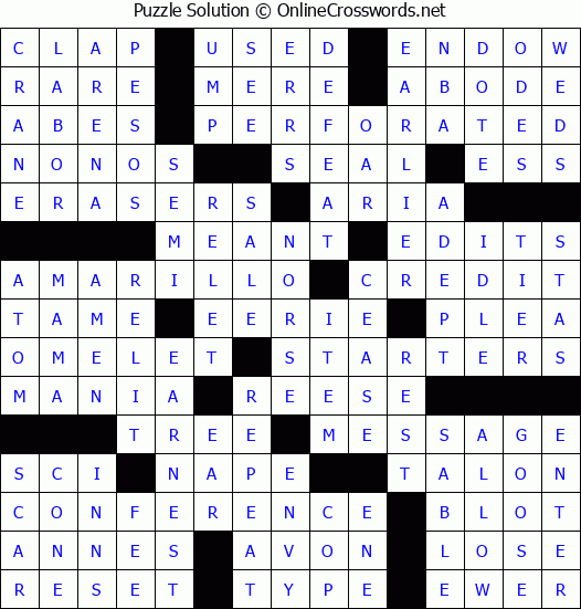 Solution for Crossword Puzzle #85168