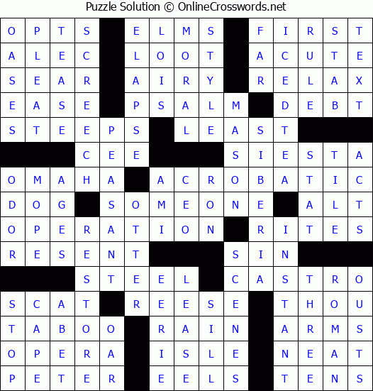 Solution for Crossword Puzzle #85183