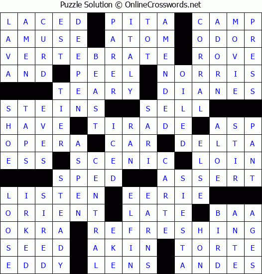 Solution for Crossword Puzzle #85210