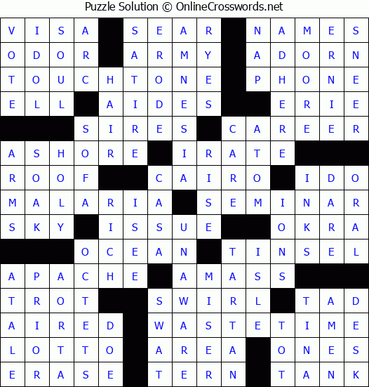 Solution for Crossword Puzzle #85462