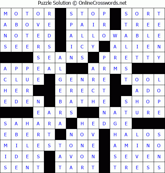Solution for Crossword Puzzle #85470