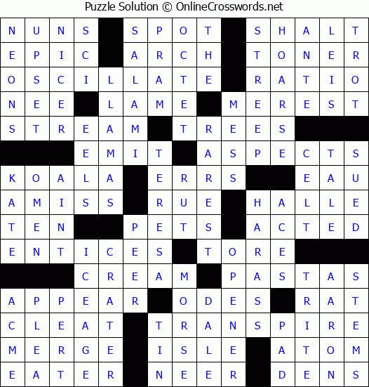 Solution for Crossword Puzzle #85728