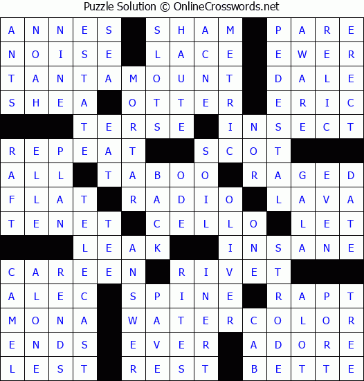 Solution for Crossword Puzzle #85842