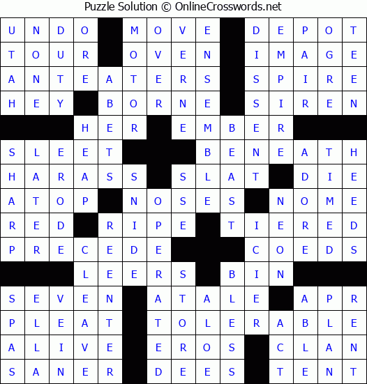Solution for Crossword Puzzle #85849