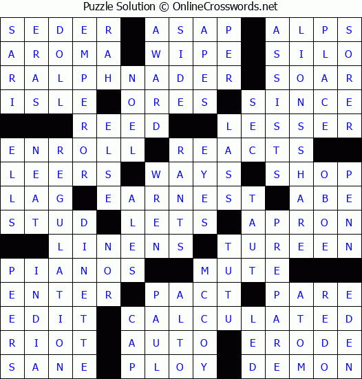 Solution for Crossword Puzzle #86022