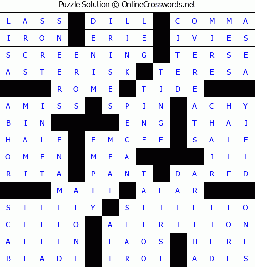 Solution for Crossword Puzzle #86082