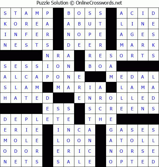 Solution for Crossword Puzzle #86153