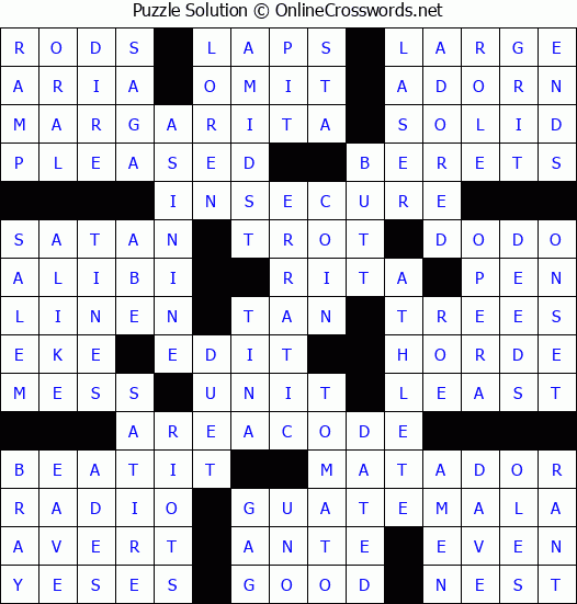 Solution for Crossword Puzzle #86207